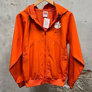 Nike Y2K Clemson University Tigers Orange Full Zip Raincoat Rain Jacket Medium M